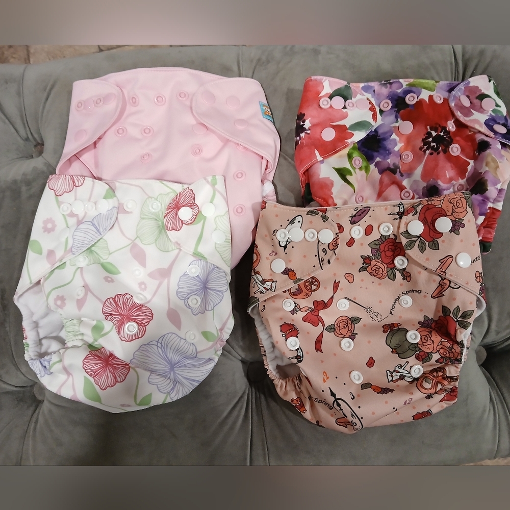 Avia Floral and Pink Kids Cloth Diapers 4pc.